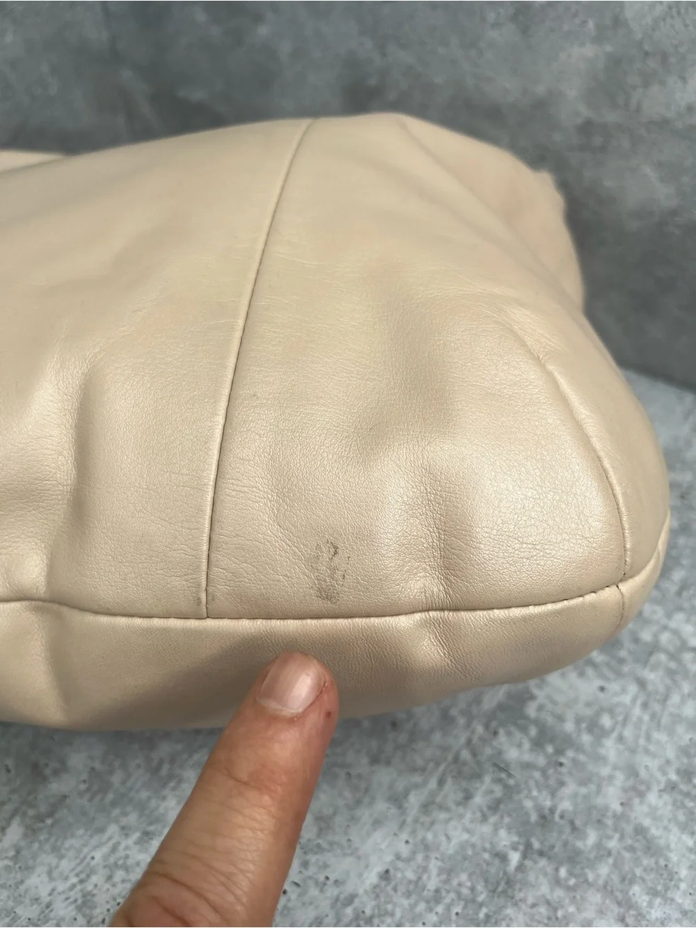 Coach Beige Leather Shoulder Bag with Silver Hardware